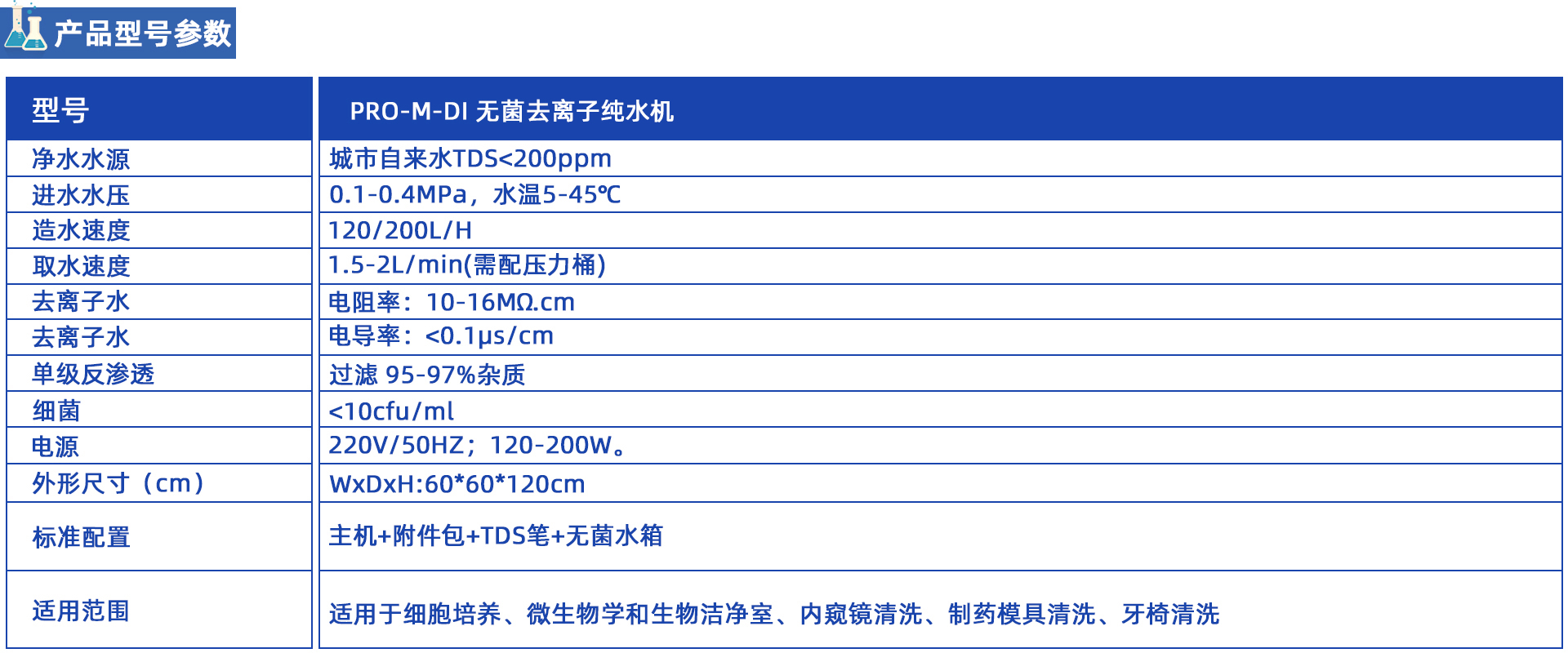 PRO-M-DI 大流量無菌去離子純水機